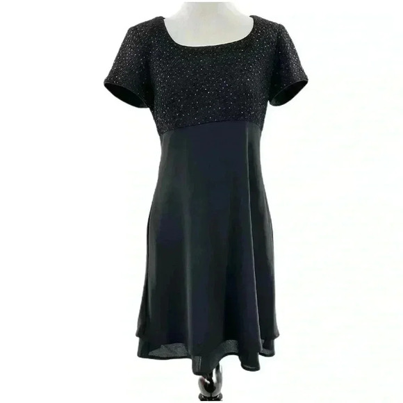 Jessica Howard petite dress 6P black glitter square neck formal vintage 90s 80s - Picture 8 of 8